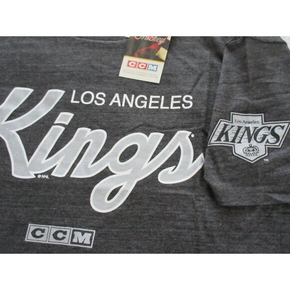 Los Angeles Kings NHL CCM Men's SS Logo T Shirt Grey Silver White Size Small NWT - Picture 3 of 4